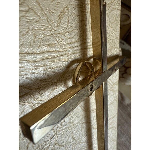 Vintage Wedding Cross With Interlocking Rings Union Marriage Keepsake - Picture 9 of 13